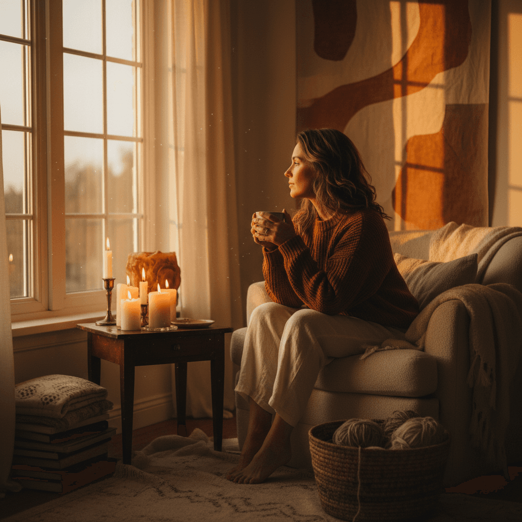 Woman entrepreneur at peace, present in her personal life